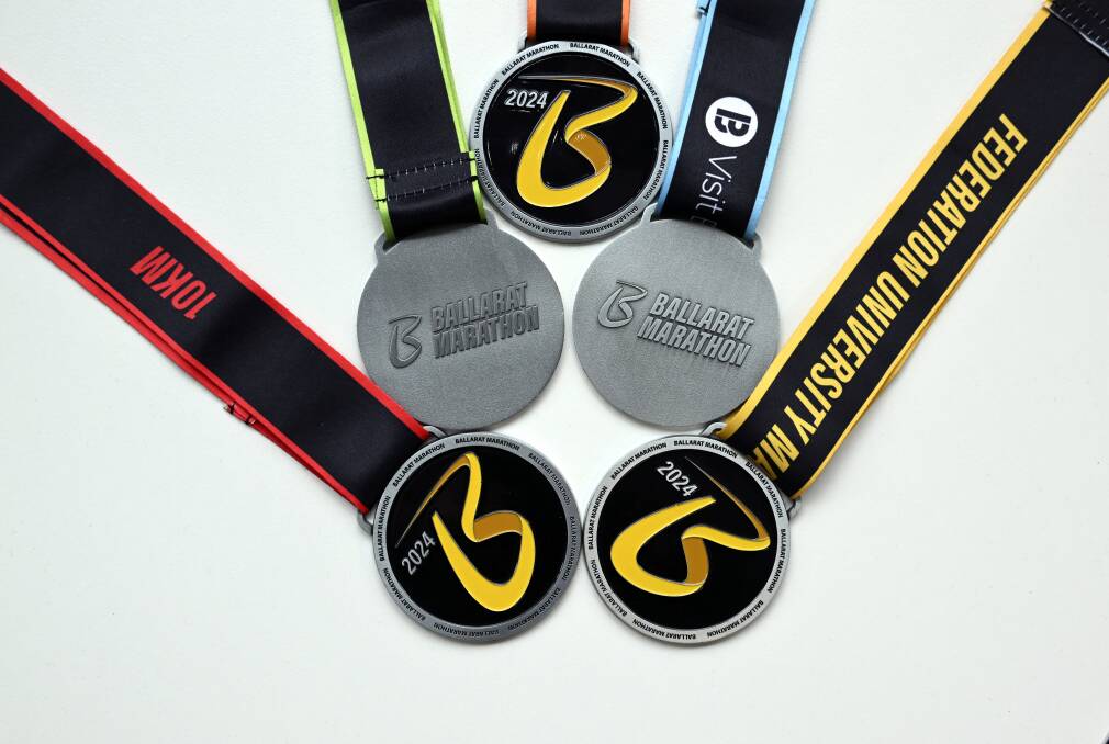 Ballarat Marathon finishers' medals. Picture by Lachlan Bence