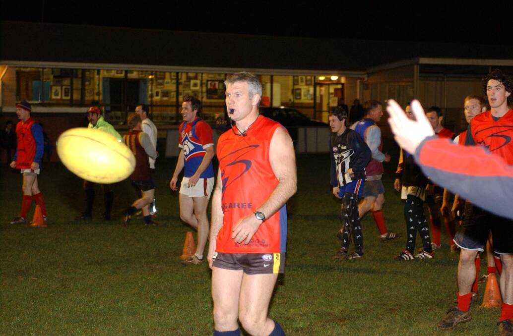 GIVING BACK: Frawley taking training at Bungaree in 2004. He was a regular in helping out the club when they needed assistance.