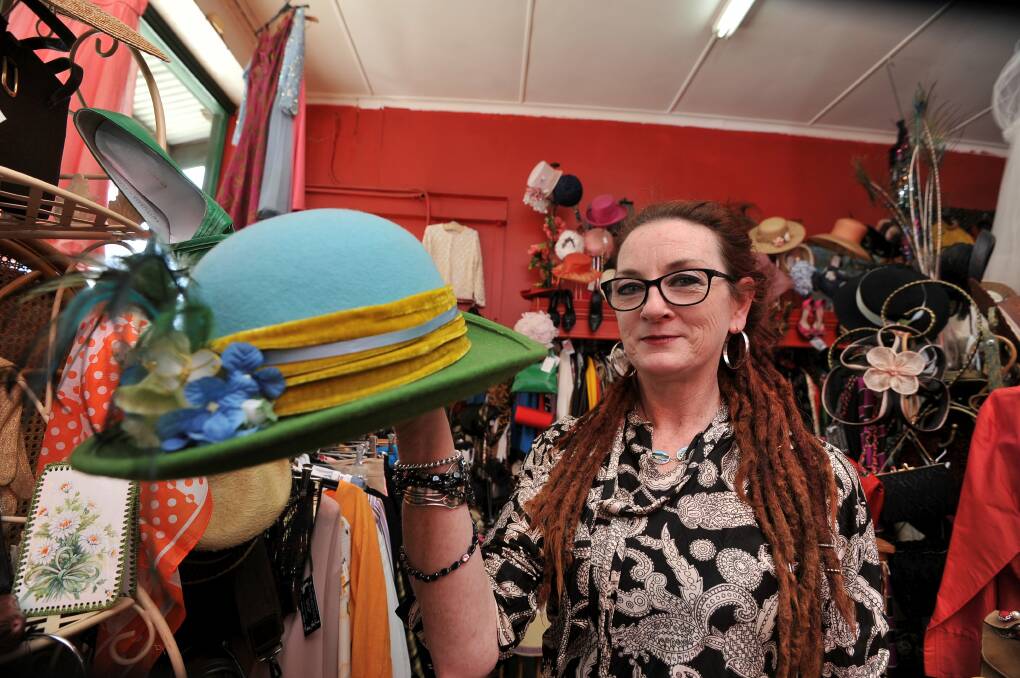 FASHION CYCLE: Christine Crawshaw at That Little Vintage Shop in Ballarat, a pre-loved goods and vintage store that is featured in the op shop guide. Picture: Lachlan Bence 