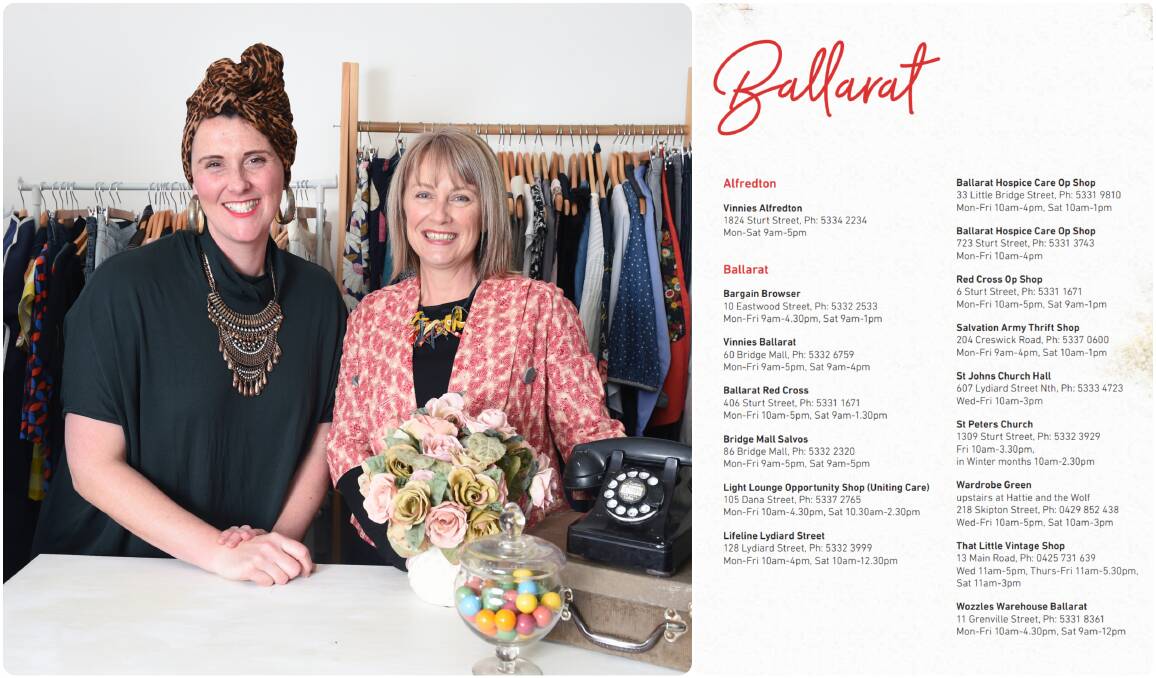 Sustainable fashion advocates Bianca Flint, the Wardrobe Green, and Andrea Hurley, Hattie and the Wolf, helped provide op shopping tips for the Grampians Central West guide. 
