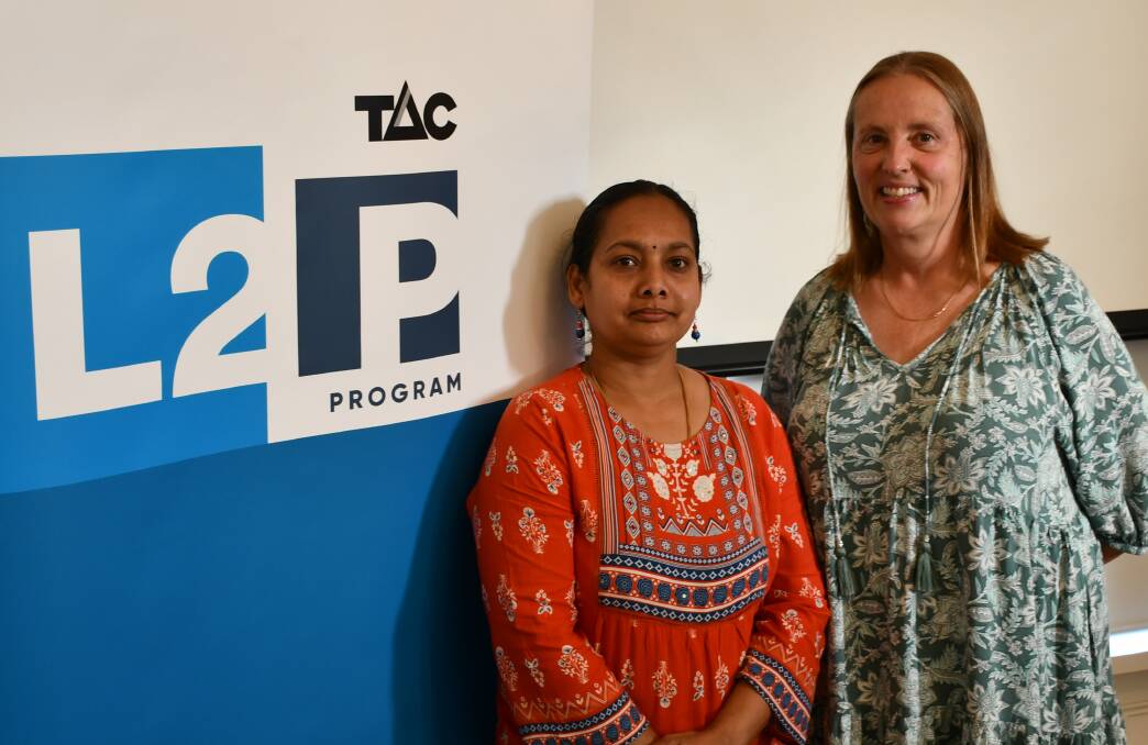 L2P Coordinator Padma Giri (left) and volunteer mentor Kylie Ellis. Picture by Alex Dalziel