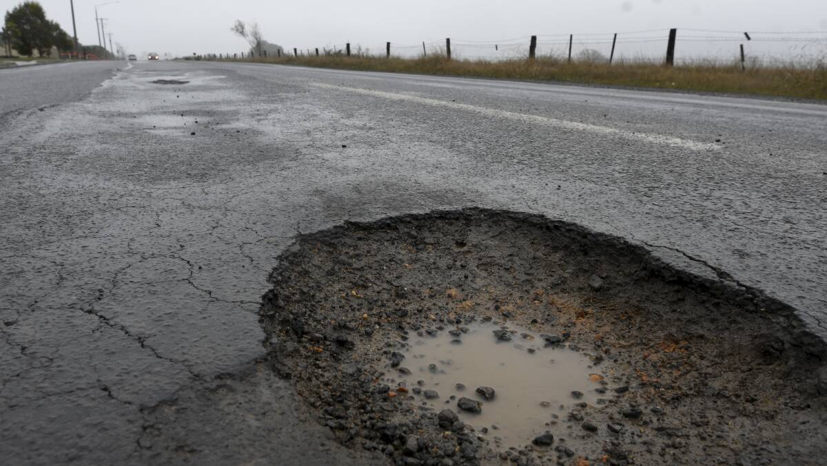 A pothole on Dyson Drive in Alfredton. File picture