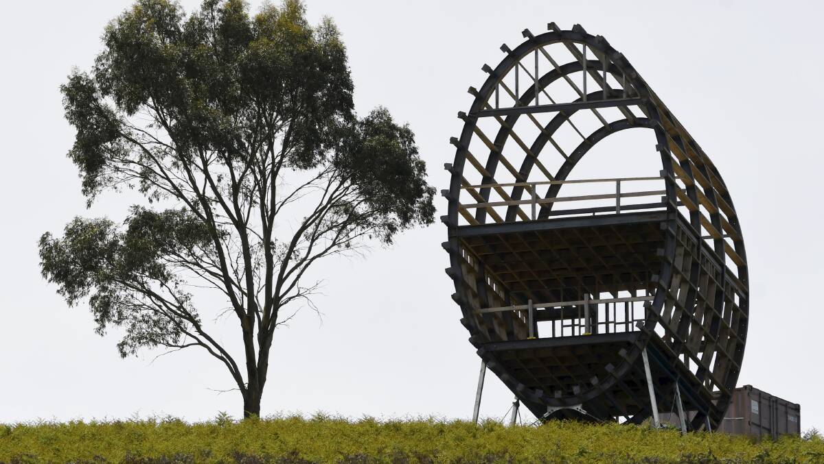 The "sky barrels" being built in Buninyong in 2021. File picture