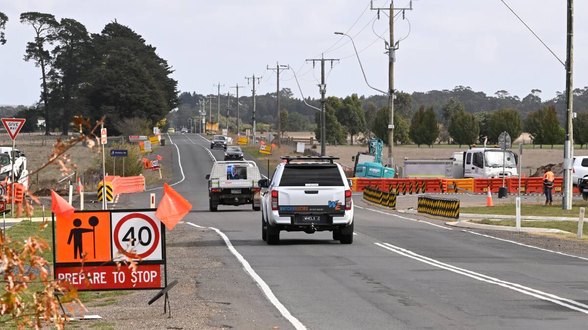 Works at the intersection of Dyson Drive and Ballarat-Carngham Road. Picture by Adam Trafford