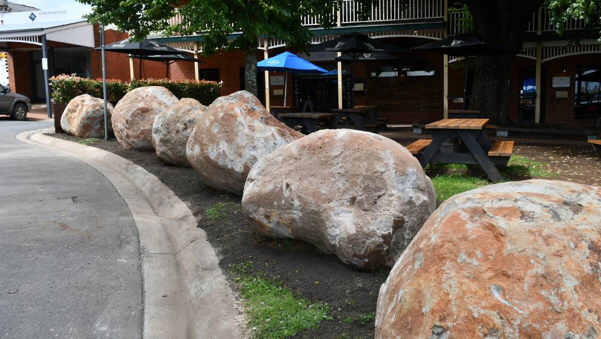 New protective boulders at the Daylesford Royal Hotel. Picture by Alex Dalziel