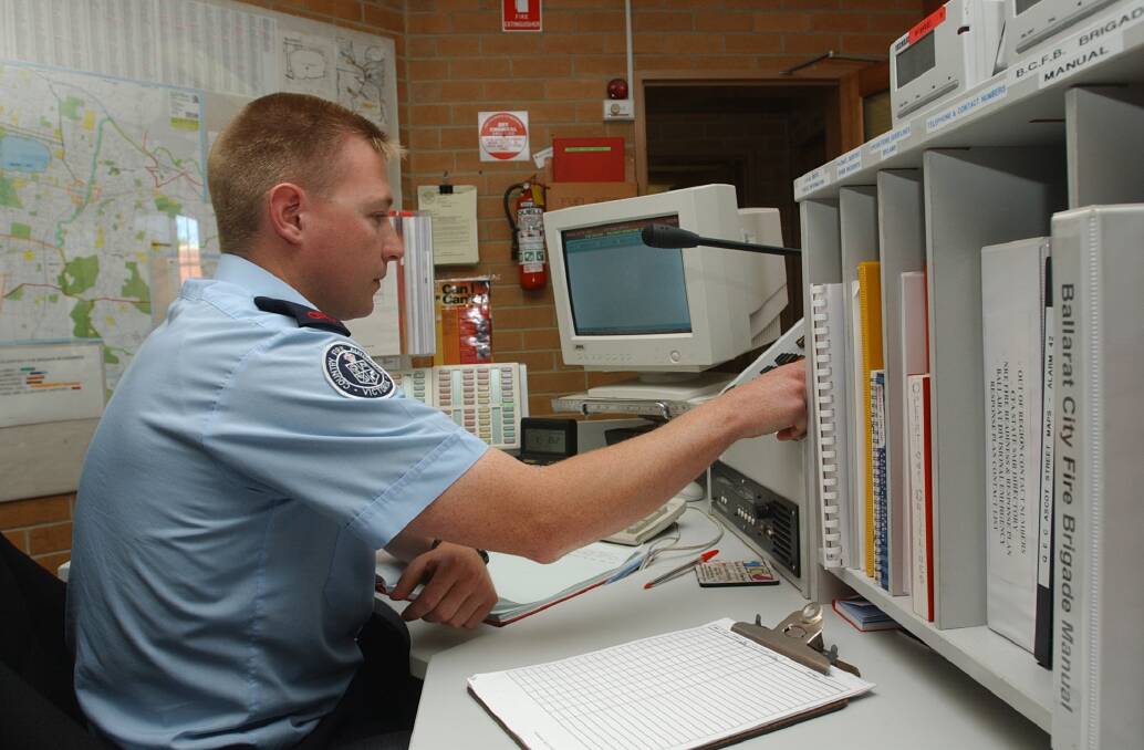 Cory Woodyatt working with a new communications system for Ballarat in 2002. Picture by Lachlan Bence