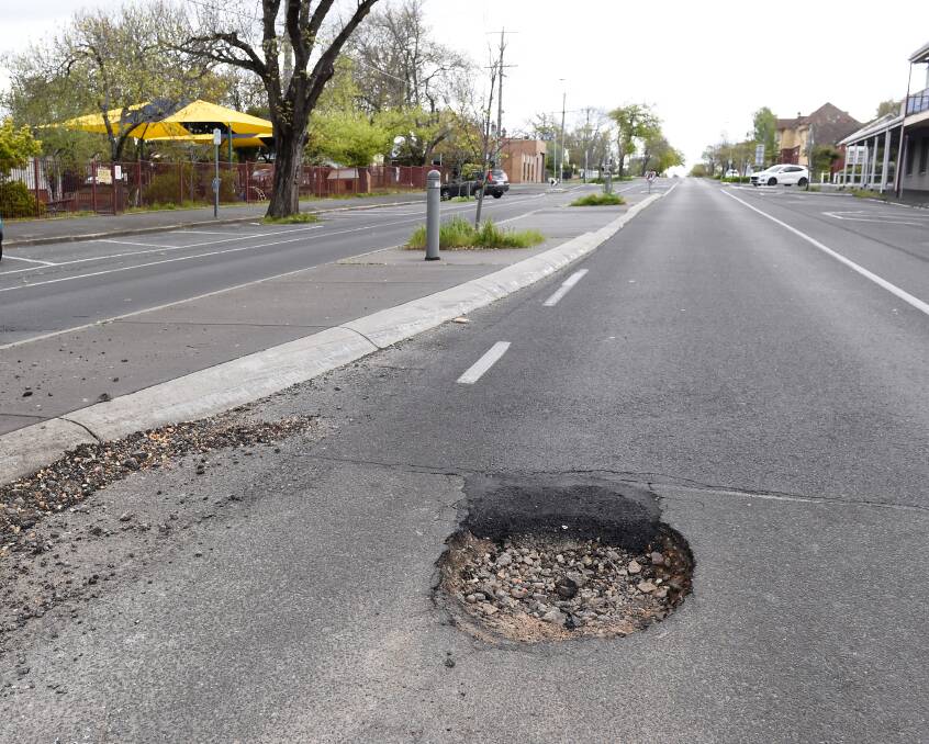 A pothole on Dana Street. Picture by Adam Trafford. 