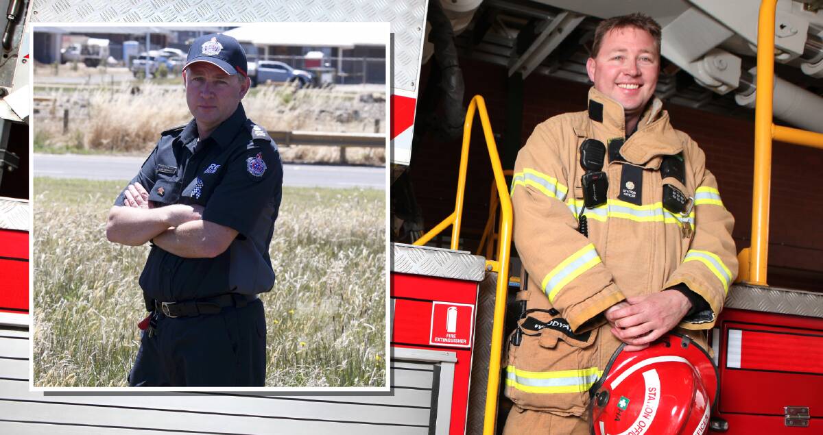 Ballarat firefighter Cory Woodyatt, pictured in 2020 (left) and 2011 (right), has received an Australian Fire Services Medal in the 2024 King's Birthday Honours. Pictures by Lachlan Bence and Adam Trafford 
