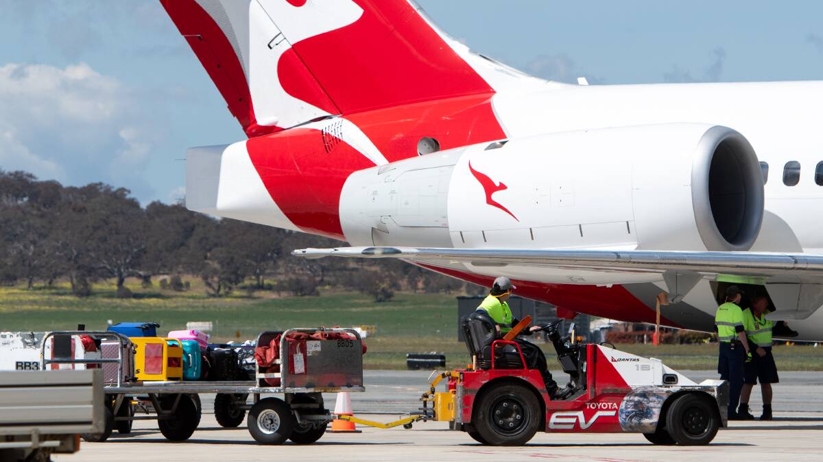 QANTAS plane at Canberra Airport. File photo. Picture by Elesa Kurtz.