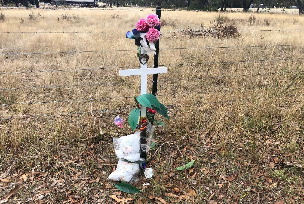A roadside memorial to Alex Baines Weeks, who was killed in June 2022. Pictures supplied.