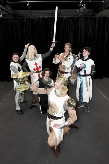 Ted Turnbull-Gent, Kadin Long, Josh Retallick, Gabe Bristow, George Rogers and James Halsall will perform in St Patrick's College and Ballarat Centre for Music and Arts' production of Spamalot. Picture by Lachlan Bence.