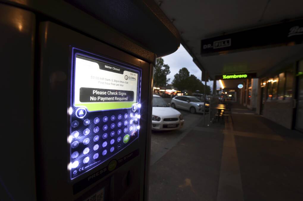 Parking meters on Armstrong Street. Picture by Lachlan Bence