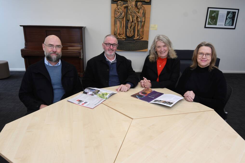 Ballarat Men's Mental Health Group director Max Crawford and chairman Andrew McPherson with Australian Catholic University professor Susanne Chambers and associate professor Nicole Heneka. Picture by Lachlan Bence