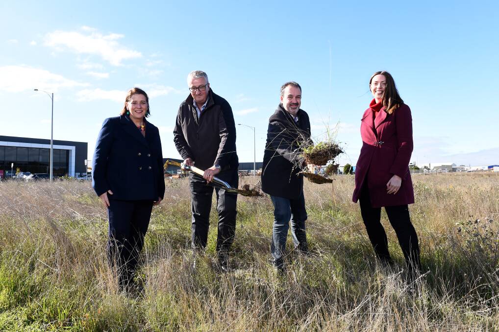 George Weston Foods chief executive Stuart Grainger and project director Steve Kennedy with Wendouree MP Juliana Addison and Ripon MP Martha Haylett in 2022. Picture by Adam Trafford
