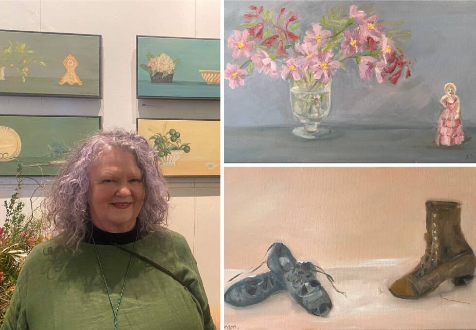 Alison Parkinson with her exhibition called Stillness at Creswick's Tin Can Collective. Pictures supplied
