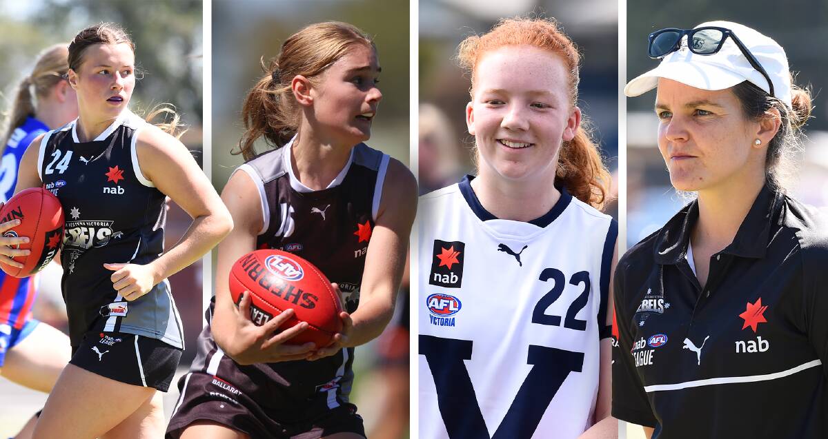 Jamie-Lee Speakman (left), Elise Cook, Molly Walton and new GWV Rebels Girls coach Sally Riley ahead of the 2023 Talent League Girls season. Pictures by Adam Trafford