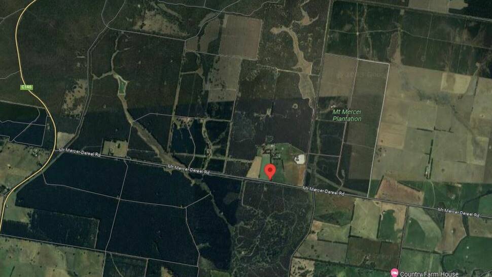 The fire ignited in Mount Mercer-Dereel Road, about 3km from Colac-Ballarat Road. Picture Google Maps. 