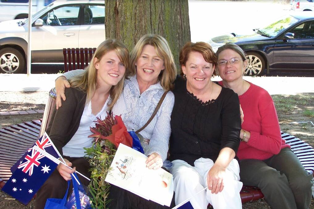 Daughter Catriona with her mother Marie Gosnold and friends Jill Guerts and Chris Levy at the January 2007 ceremony where the former councillor became an Australian citizen. Picture by Gabrielle Hodson. 