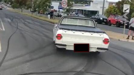 This Ford Falcon was seen sliding all over the east-bound lanes of Howitt Street in Wendouree. Picture Victoria Police.