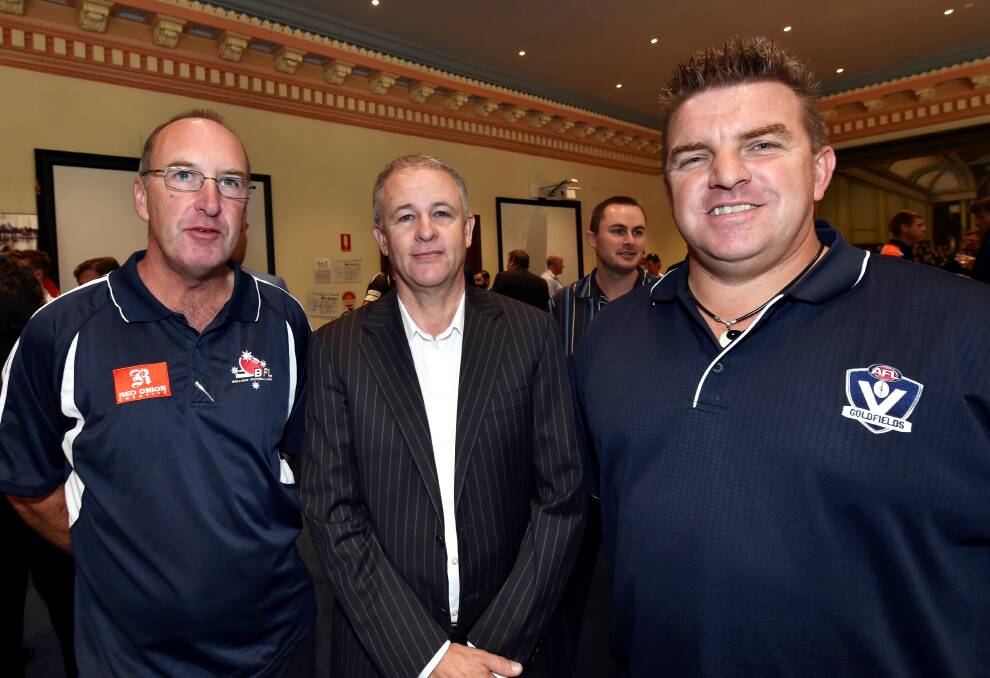 Rod Ward (right) at a Ballarat Town Hall civic reception for the Western Bulldogs. Picture by Jeremy Bannister. 