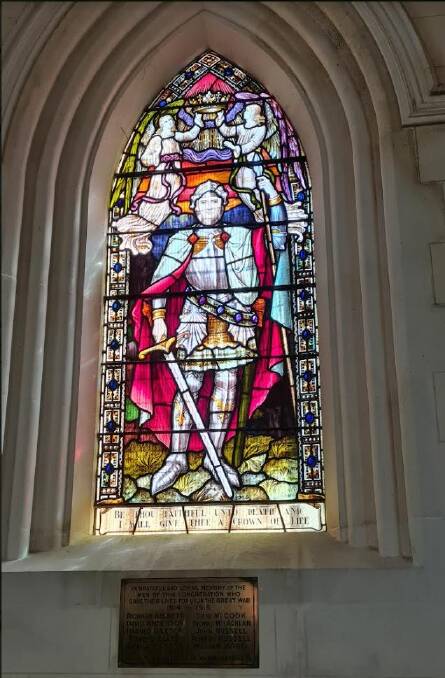 This three-metre high window is a World War 1 memorial to people who served and died in the Snake Valley area. The church is also part of a Pyrenees Shire memorial precinct. Picture by Gabrielle Hodson. 