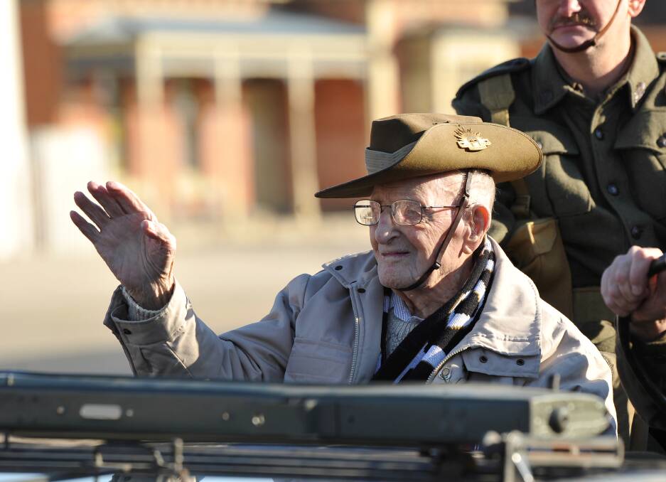Bill Tregenna, aged 101, at last year's Anzac Day march in Sebastopol. Picture by Lachlan Bence.