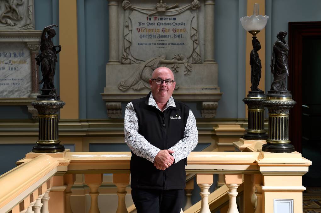 Mayor Cr Des Hudson at Ballarat's historic Town Hall after the 2022 local government election. Picture by Adam Trafford