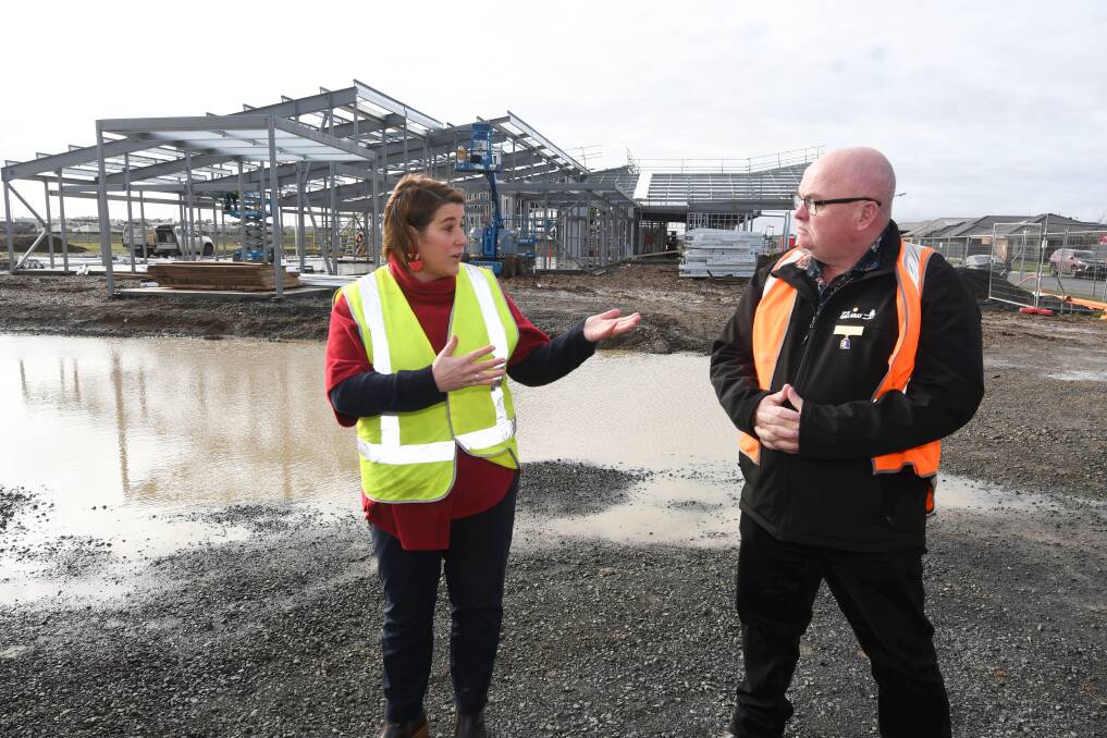 MP Juliana Addison MP and City of Ballarat mayor Des Hudson at the site of the Alfredton Community Hub. Picture by Lachlan Bence