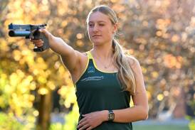 To prepare for the UIPM World Laser Run Championships, Zoe Addinsall practiced with her laser pistol outside her boarding house. Picture by Adam Trafford