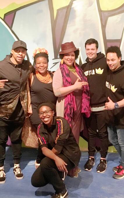 SMILES: Ararat Hip Hop Festival producer Chichi Nwokocha, front, with Candy Bowers, Sista Zai and the boys from KG Crew at the weekend.