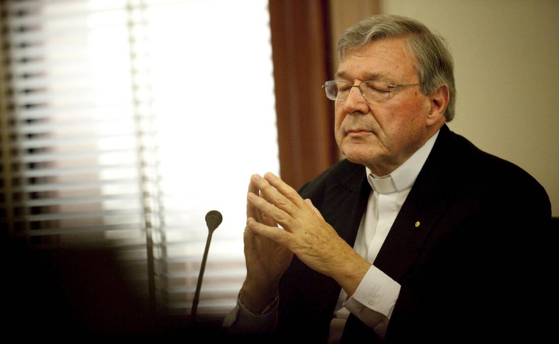 Cardinal George Pell appearing in 2014 at the state inquiry. PICTURE:  Arsineh Houspian