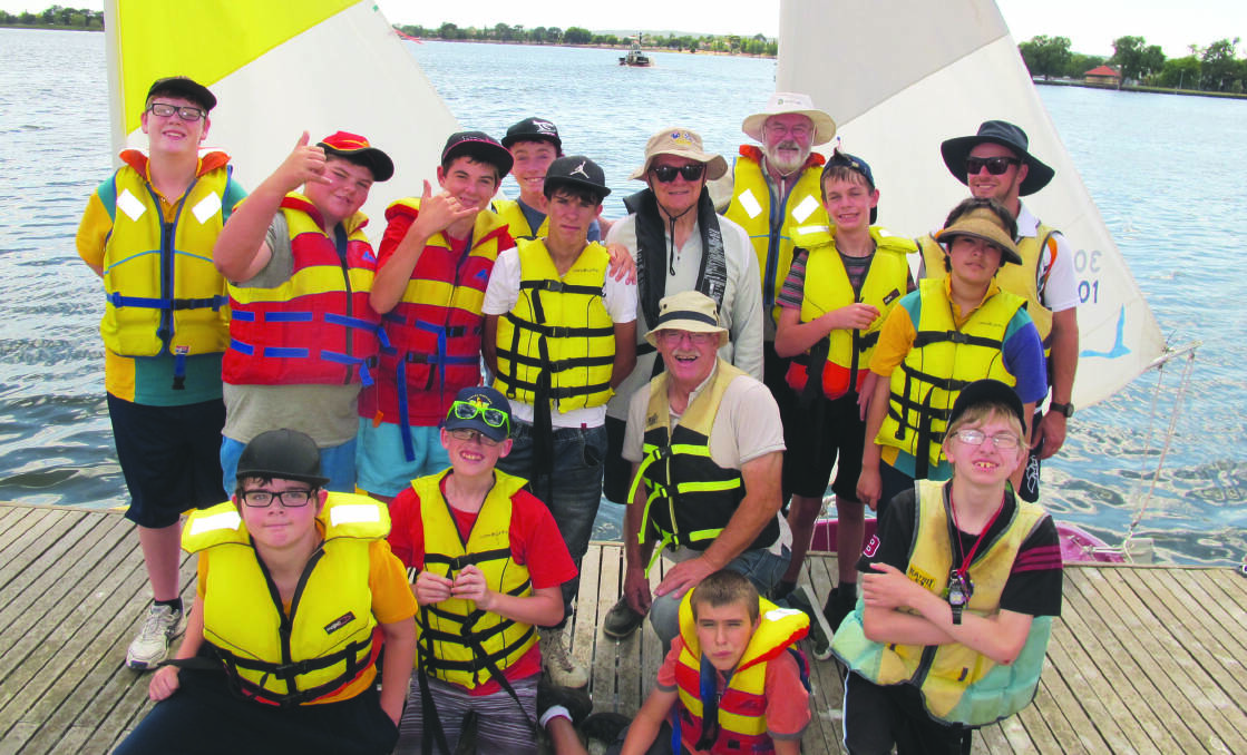 Ballarat Specialist School students and Ballaarat Yacht Club volunteers on Wednesday. PICTURE: Mike Blythe