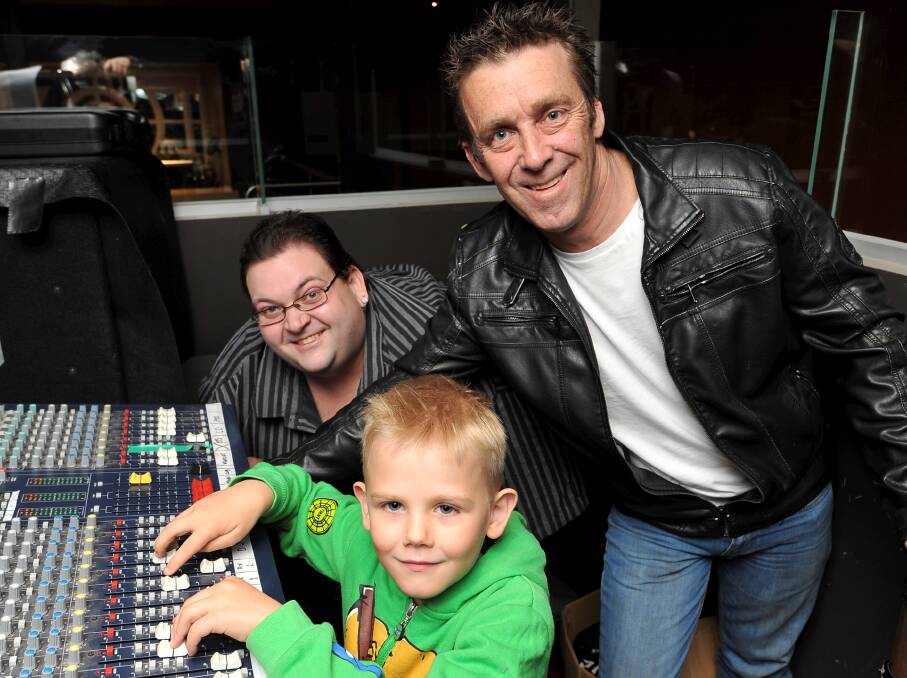 SPINNING TRACKS FOR ETHAN: Retro Rats Matt Taylor and Steve Gill will spin their final tracks to raise money for Ethan Brown, 6, who has a heart disorder. Picture: Lachlan Bence 