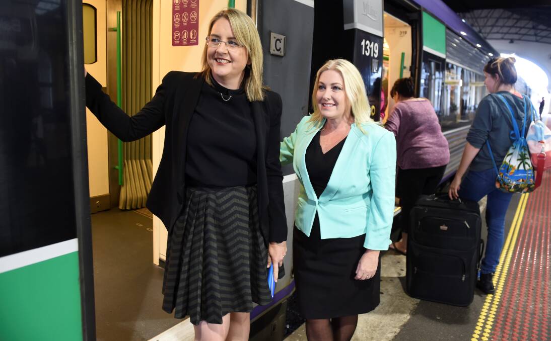 CRISIS OVER: Public Transport Minister Jacinta Allan and Member for Wendouree Sharon Knight say the half a billion dollars thrown into Ballarat's trains will be a win for commuters. Picture: Lachlan Bence 