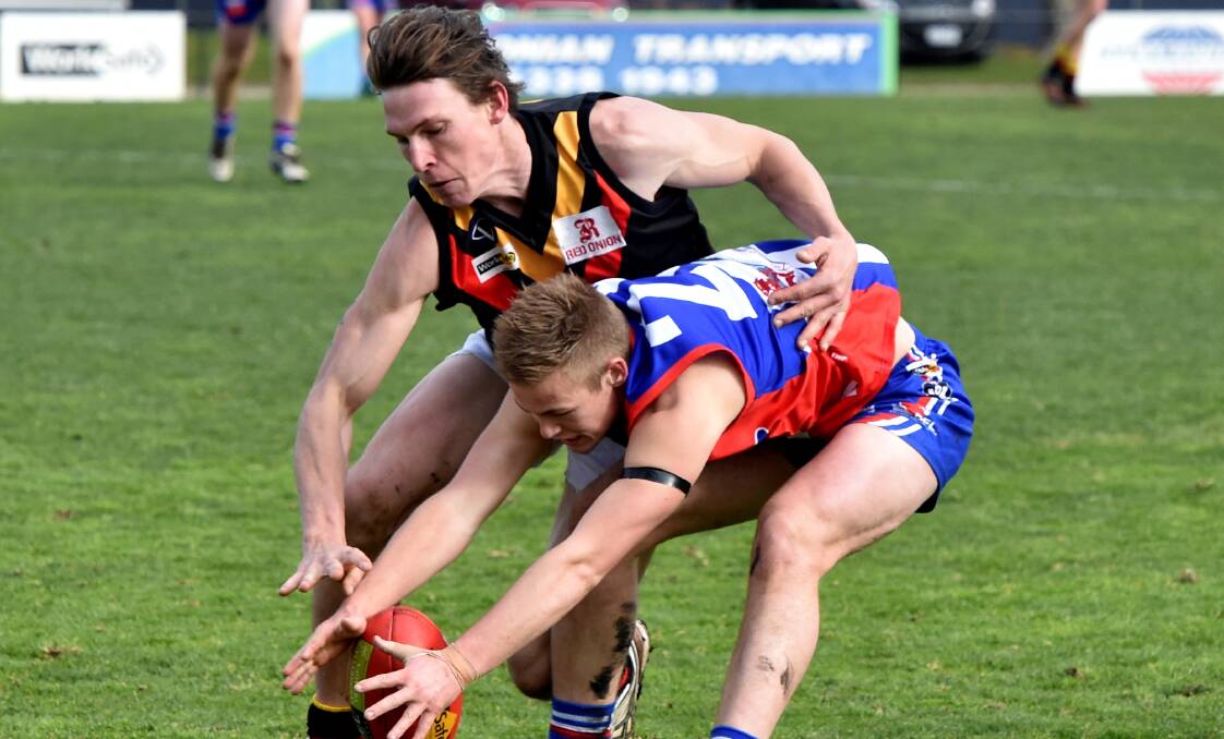 BACK: Key position player Rhys McNay (left) is one of a host of additions that Bacchus Marsh hopes will help end the club's finals drought.