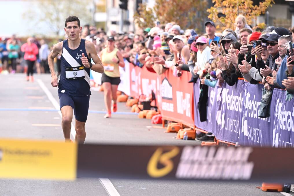 Sydneysider Tom Do Canto on his way to becoming Ballarat Marathon's first male winner of the marquee event on April 28, 2024. Picture by Adam Trafford