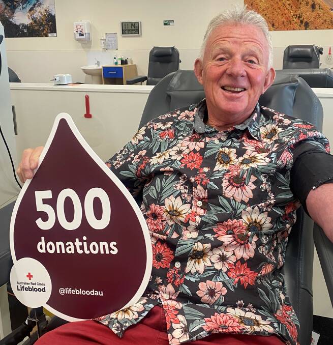 Every drop has counted for Michael Walsh, whose 500 donations to the blood bank have taken about 50 years to achieve. Picture by Australian Red Cross Lifeblood
