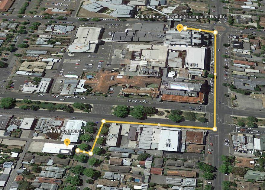 A new priority care clinic in Windermere Street, to open by Christmas, is designed to ease pressure on the nearby Ballarat Base Hospital's emergency department. Picture Google Earth
