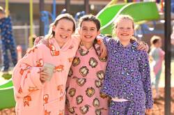 Stella, Millie and Matilda were all part of enjoying a pyjama and hot chocolate school day to help people in need. Picture by Adam Trafford