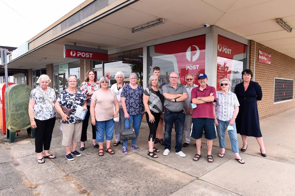Angry residents gather outside the Sebastopol post office in late 2020 on word of its impending closure. Picture by Adam Trafford