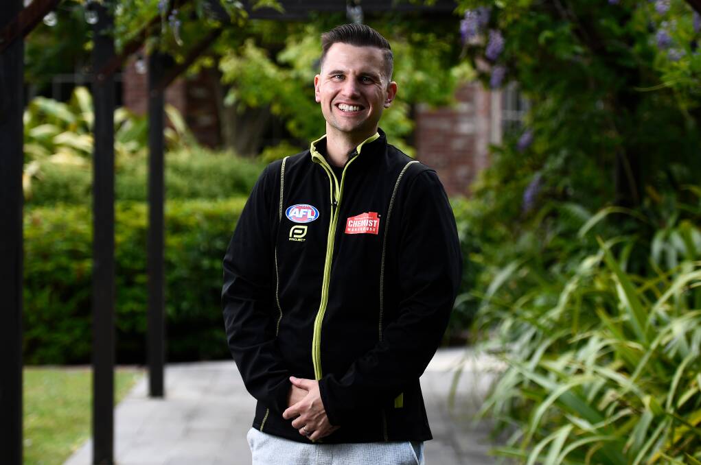 Ballarat AFL goal umpire Callum Leonard, in camp at the Mercure last week, says he took up the discipline as a way to stay involved in the game before working his way to the highest level. Picture by Adam Trafford