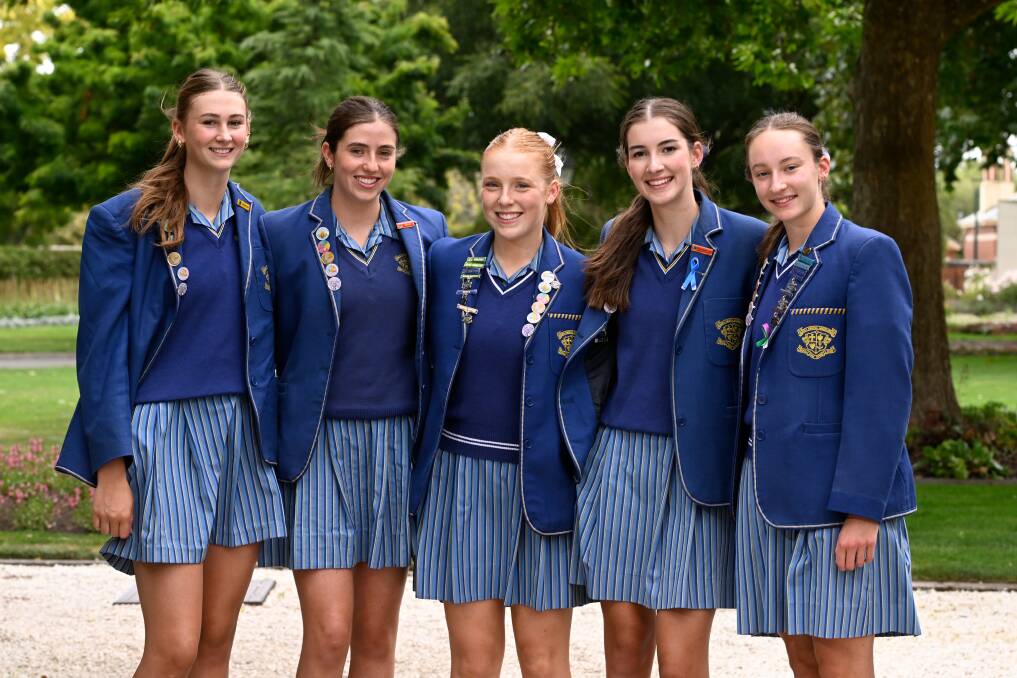 Loreto College girls firsts' crew Liv Cushing (bow), Tilly Stringer (two-seat), Tia Kinnersly (coxswain), Mia McTigue (three-seat) and Rosie Hunt (stroke). Picture by Adam Trafford