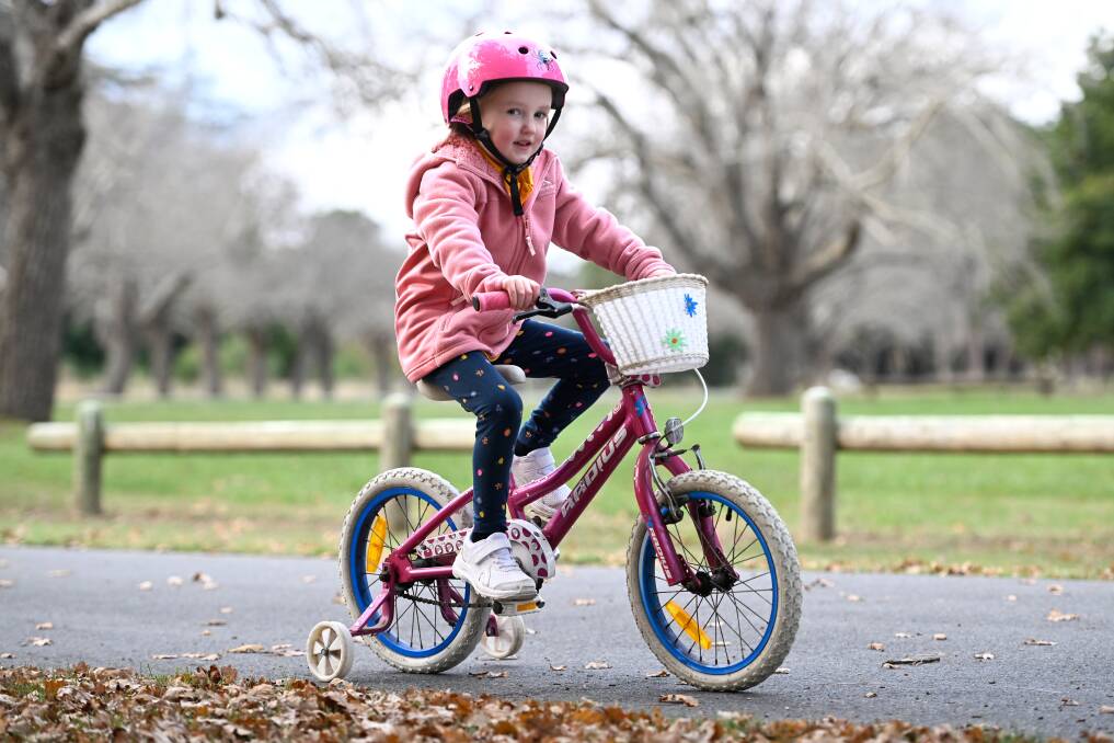 Hazel Mabilia, age five, is now gearing up to ride to school after special attention to help her become confident on the bike. Picture by Adam Trafford