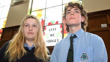 Ballarat High student leaders Katie Skilton and Charlie Hann are proud to help continue their school's role in commemorating Anzacs from this city. Picture by Lachlan Bence
