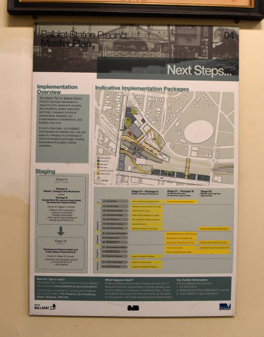 A master plan information board from 2013 or earlier still on display inside the station.