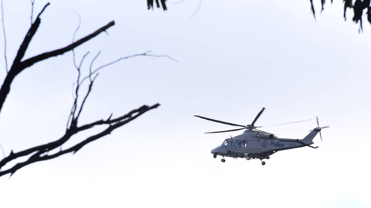 The police helicopter over Ballarat. File photo