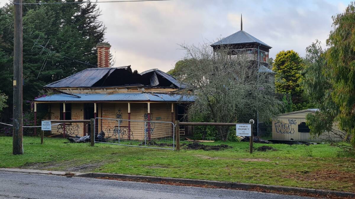 A house near Sovereign Hill was destroyed by fire on Tuesday night. Picture by The Courier