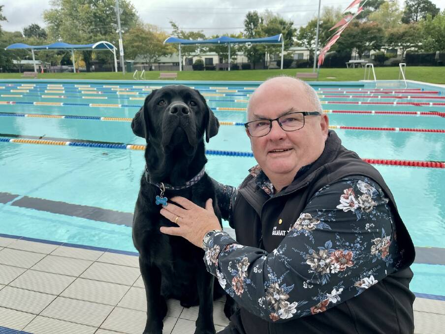 City of Ballarat mayor Des Hudson with young Neville at the Eureka Pool. Picture contributed