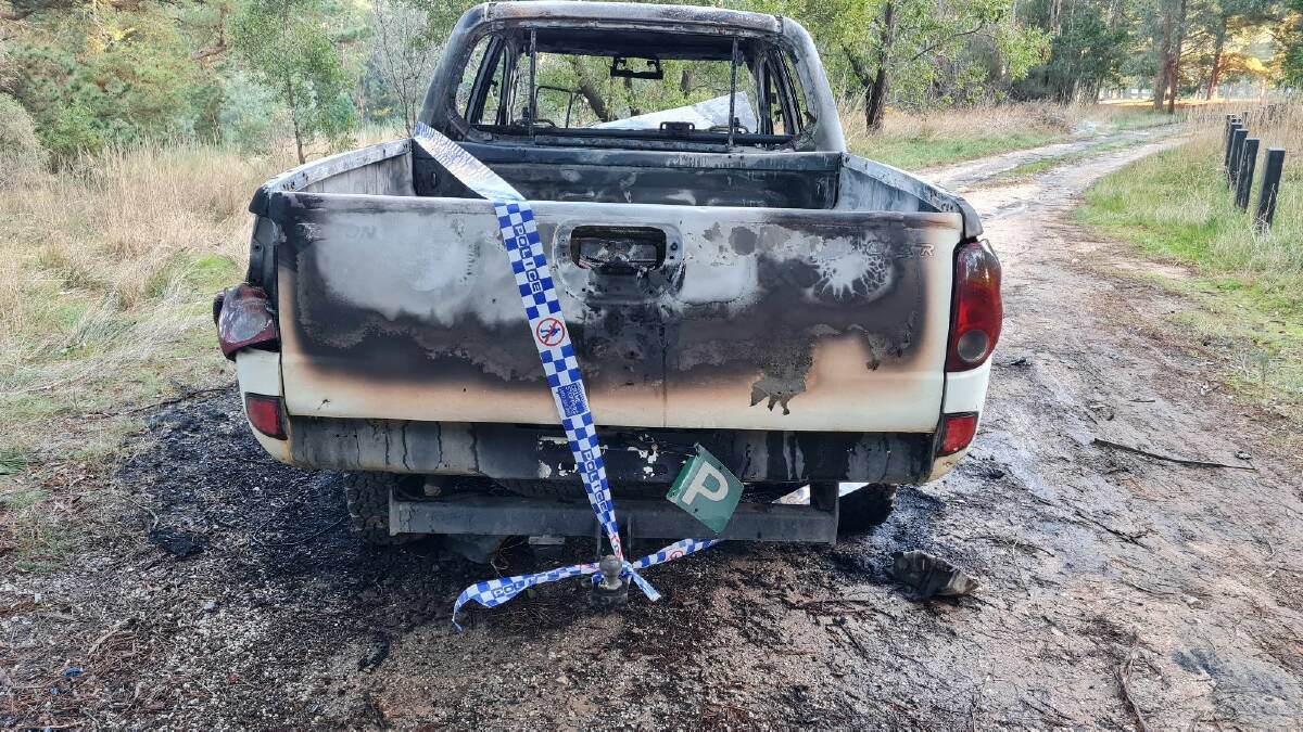 A ute was found on fire at 6.45am on Wednesday. Picture by The Courier