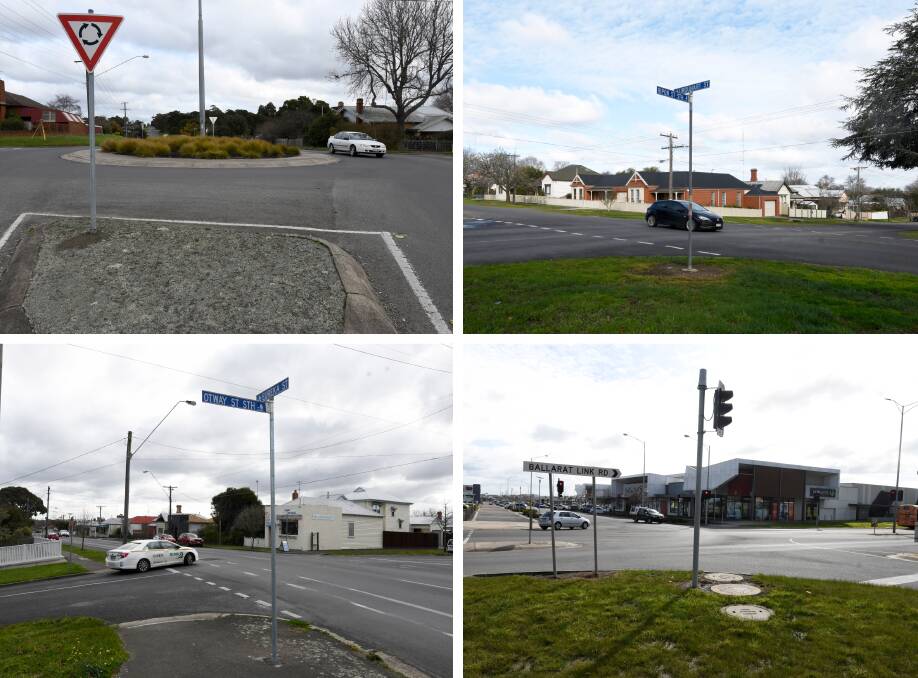Eureka Street and Fussell Street; Ripon Street South and Urquhart Street; Eureka Street and Otway Street South; and Dyson Drive and Coltman Plaza will all get upgrades to improve safety. Pictures: Lachlan Bence